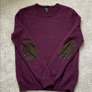 Mens Merino Wool Crewneck Sweater w/ Elbow Patches